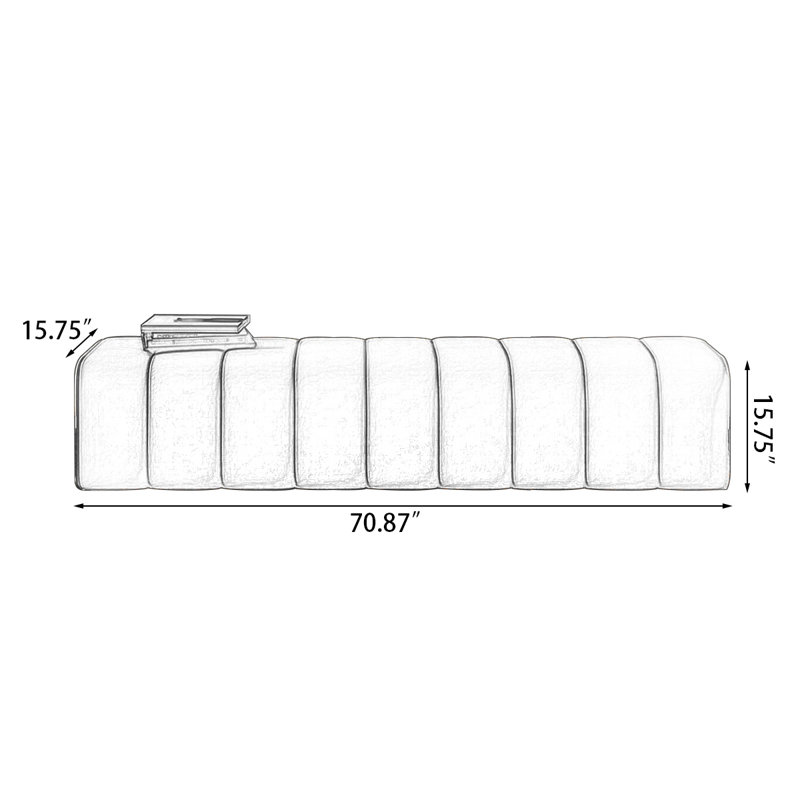 Banc avec revêtement, H 15,75 po x l 70,87 po x P 15,75 po, Gris