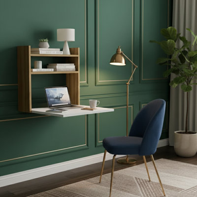 Bureau d'étude rectangulaire flottant avec armoire Gizell