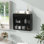 Armoire de rangement murale en métal à 2 portes avec portes et tablettes en verre trempé pour la salle de bain, la cuisine, le salon et le bureau