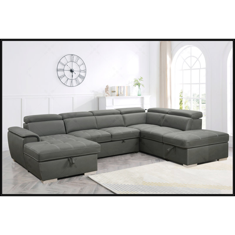 128"Sofa U Shaped Sectional Couch With Ottoman
