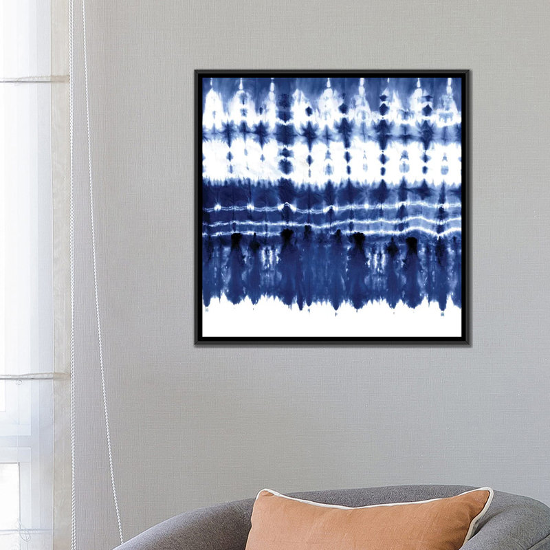 «Shibori Dyed Décoration I», impression sur toile, H 18 po x l 18 po x P 1,5 po, Toile encadrée noire, Pas de tapis