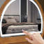 Coiffeuse en bois d'hévéa moderne avec miroir tactile et fonction convertible-380395841