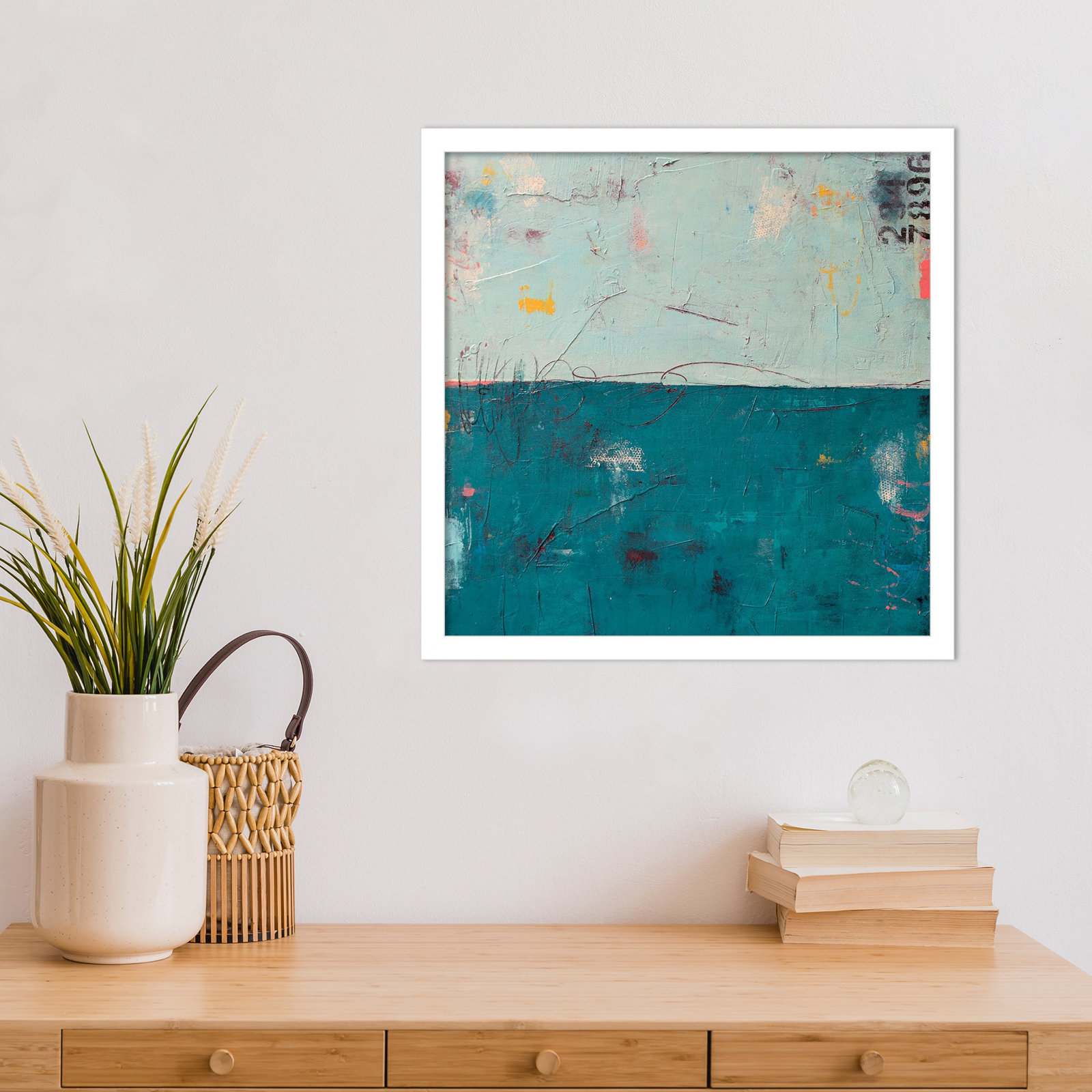 Blue Bay Hideaway Print by Erin Ashley, 17" H x 17" W, White