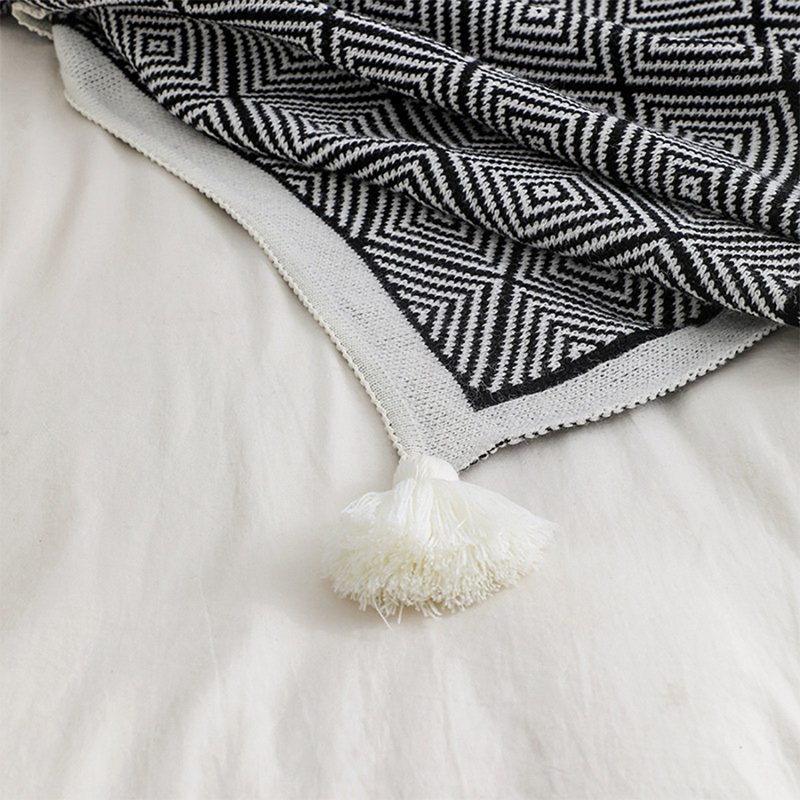 Knitted Throw Blanket, Black
