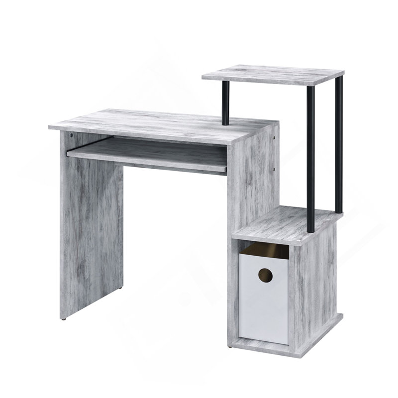 Bureau d'ordinateur antique blanc et noir avec plateau pour clavier