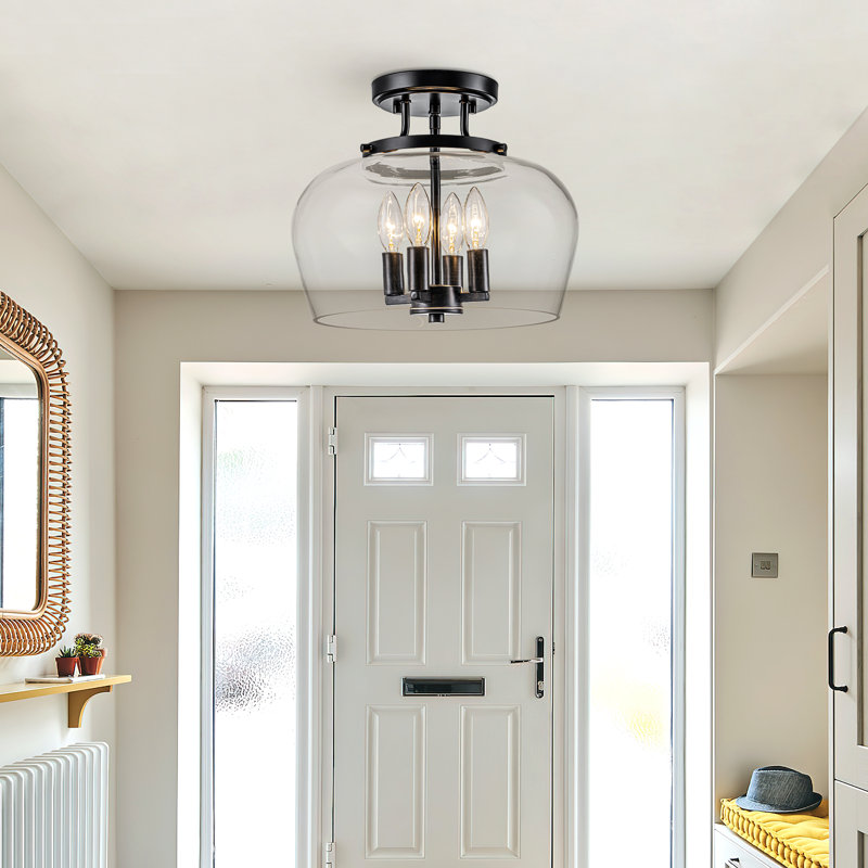 Glass Flush Mount, Matte Black