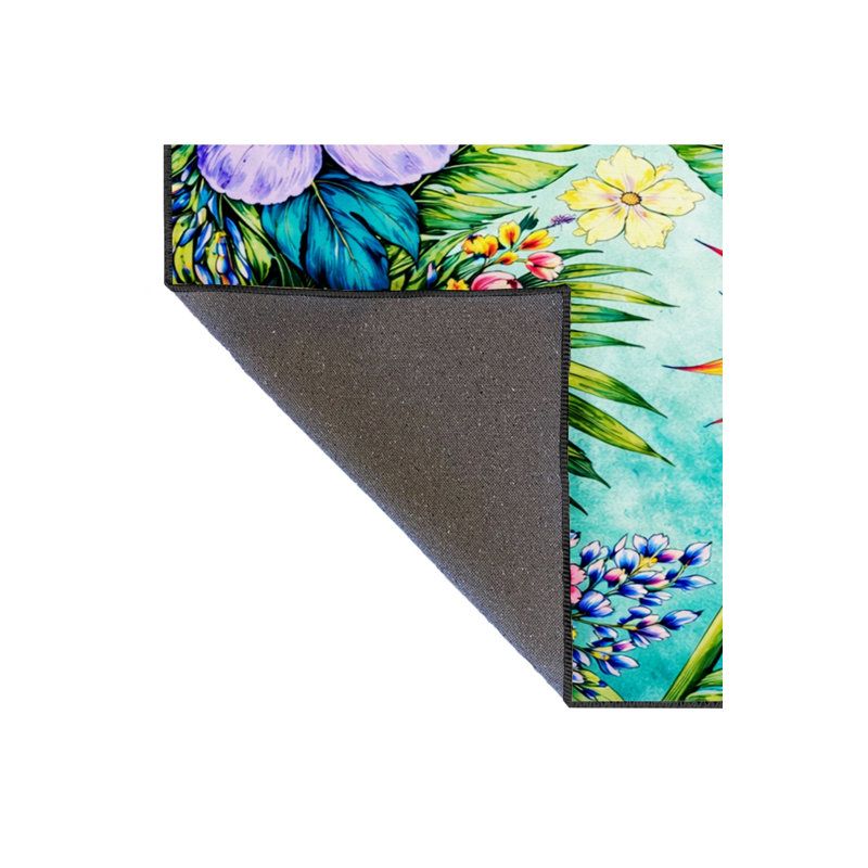 Tapis tissé à motif floral lavable bleu sarcelle Mosso, 2' x 2'11"