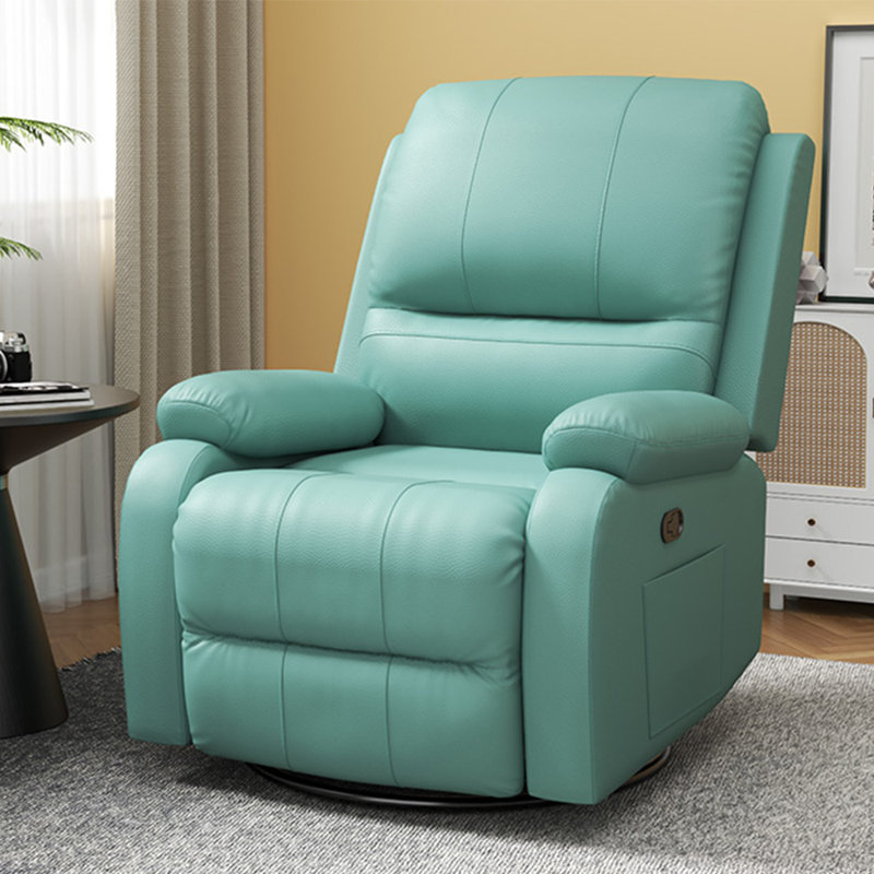 Stylish Swivel comfortable home lazy recliner, Light Green Faux Leather