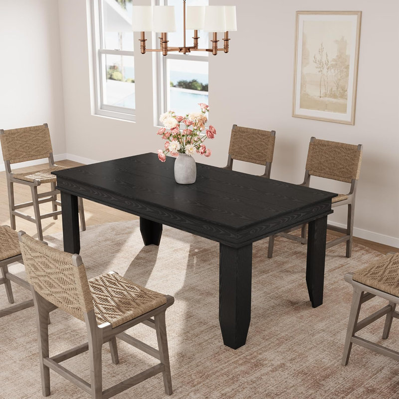 Table de salle à manger Farmhouse pour 6 à 8 personnes, tables de cuisine de 71 po de long avec structure en bois robuste, grande table de salle à manger rectangulaire de 6 pi pour la salle à manger, noyer gris, non extensible 71 po