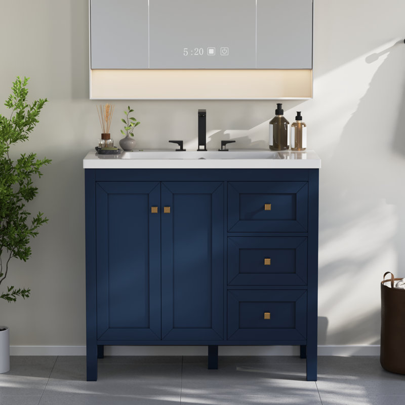 Balconera 36'' Single Bathroom Vanity With Sink Set, Blue