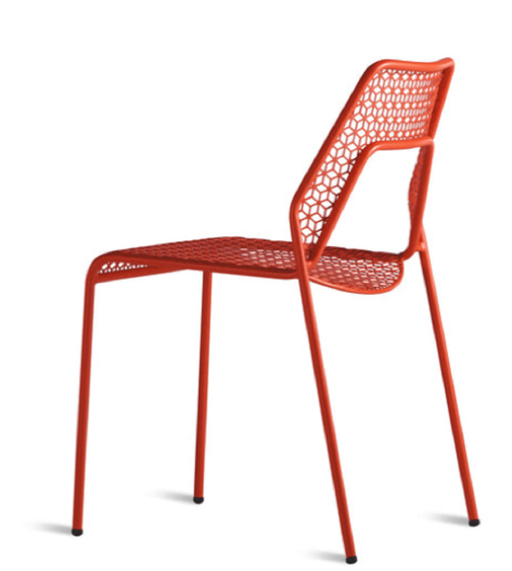 Hot Mesh Premium All-Weather Wicker Outdoor Stacking Dining Side Chair, Humble Red
