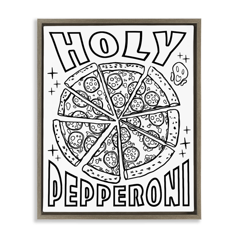 Cadre flottant Saint Pepperoni, par Ziwei Li, H 21 po x l 17 po, Cadre flottant orme Montalcino