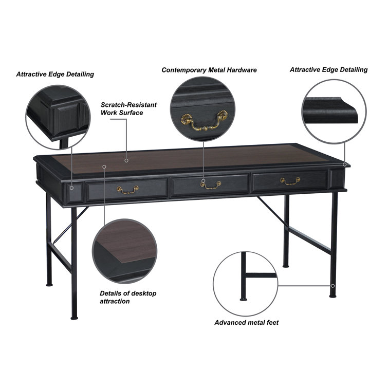  ArtizanStore Trunk Design Aluminum Aviator Console Writing  Office Desk Table with 6 Drawers : Home & Kitchen