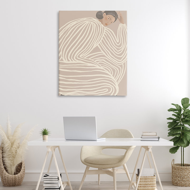 Dame minimaliste en toile rayée, design par Anna Lischenko, H 48 po x l 36 po