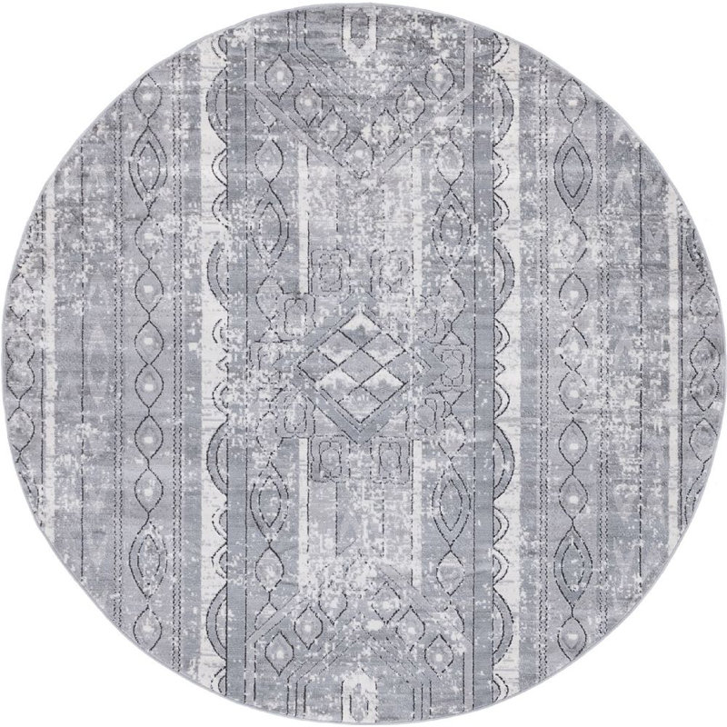 Geddis Ikat Indoor Rug, Round 5'