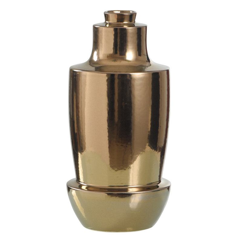 Dynasty - Norman Wyatt Home - Argent plaqué - Vase en céramique 14 ", Bronze