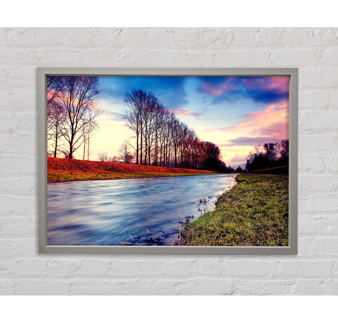 Countryside Stream At Sunset - Einzelbildrahmen Kunstdrucke auf Leinwand