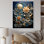 Papier mâché beige et bleu sarcelle fleurs mélangées - reproduction sur toile