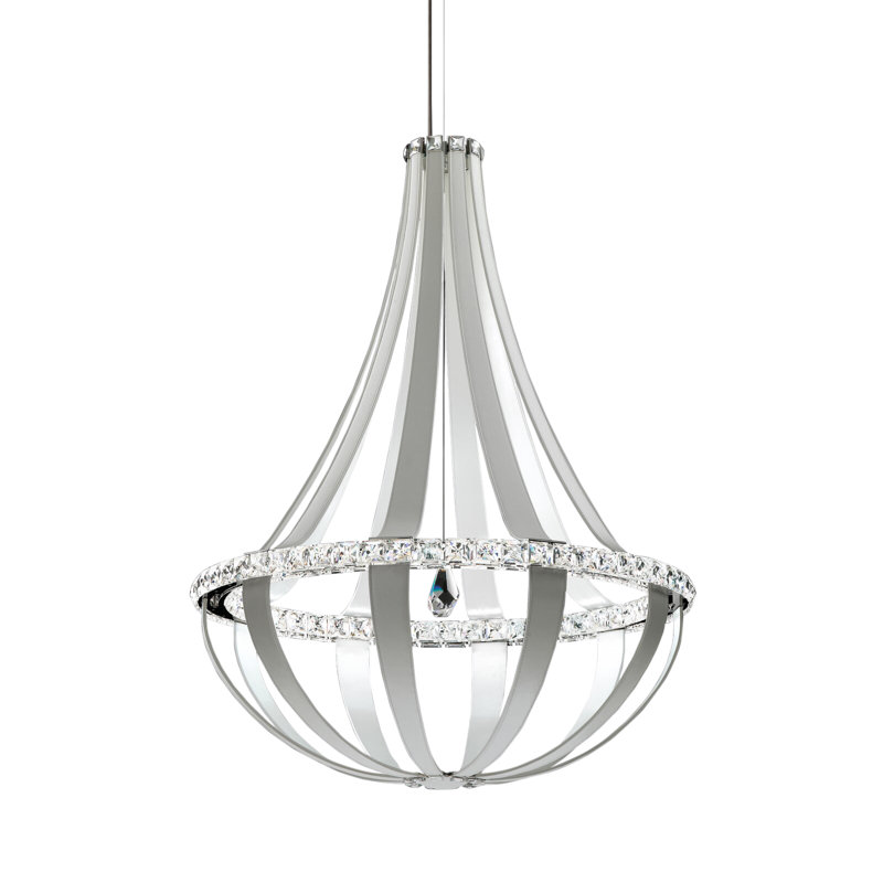 Crystal Empire 20 - Light LED Chandelier, White Pass Leather, 3000K