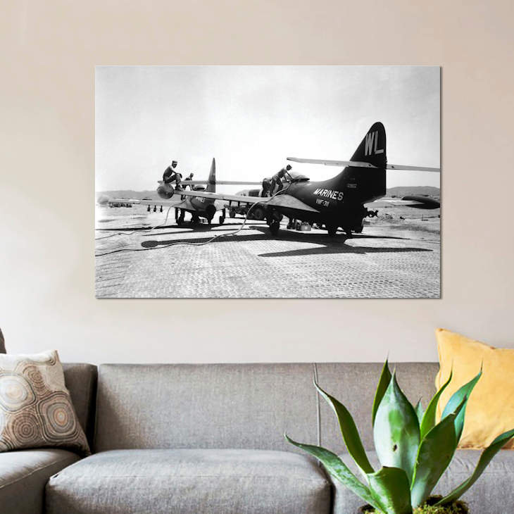 « f9f panther jets realimented », reproduction d’impression sur toile, H 8 po x l 12 po x P 0,75 po, Toile tendue
