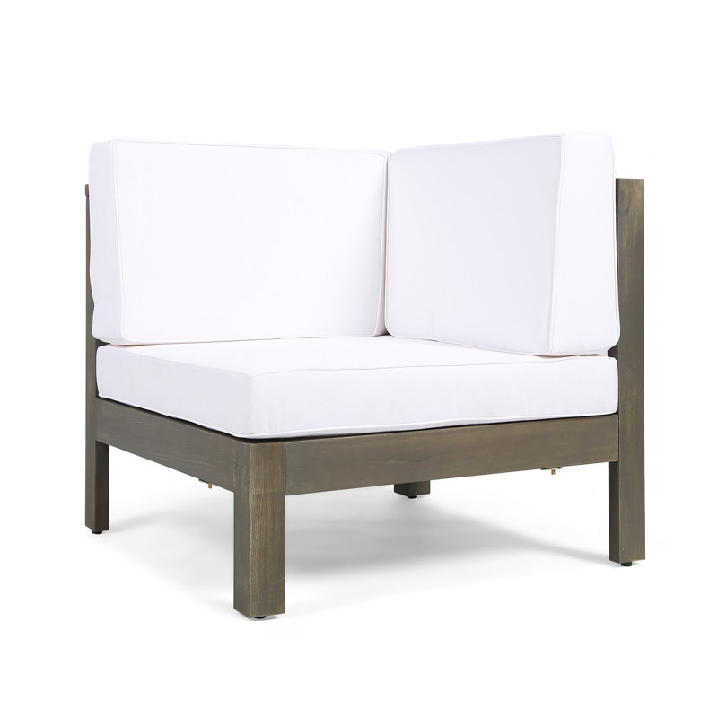 Fauteuil de coin Oana, blanc, Blanc, Brun