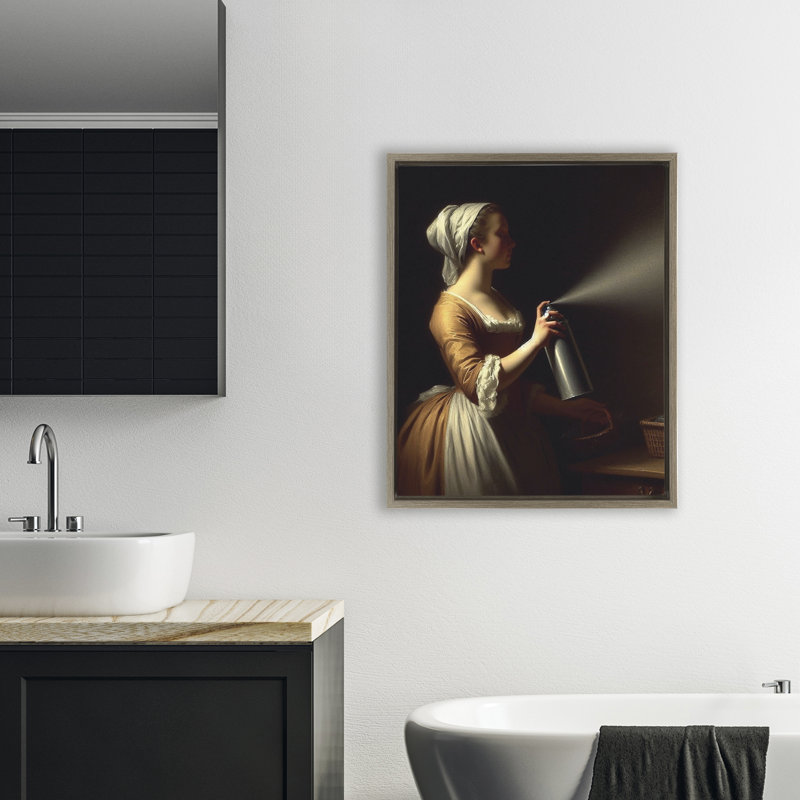 Drôle de cadre flottant pour femme et peinture en aérosol rétro, design avec lettres et doublure, H 31 po x l 25 po