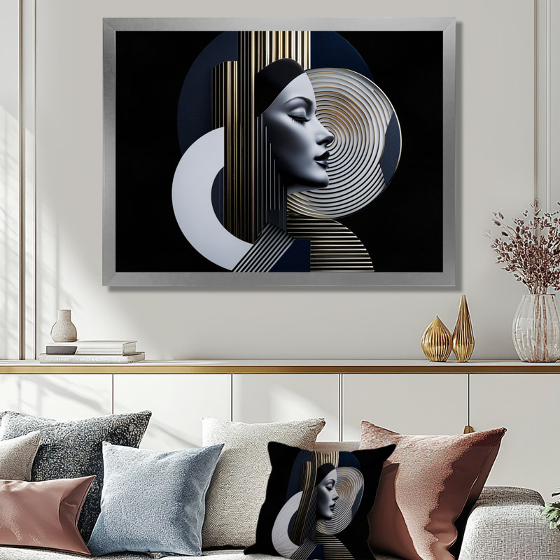 Oghosa IV - Fashion Wall Art, H 30 po x l 40 po, Picture Framed, Argent argent