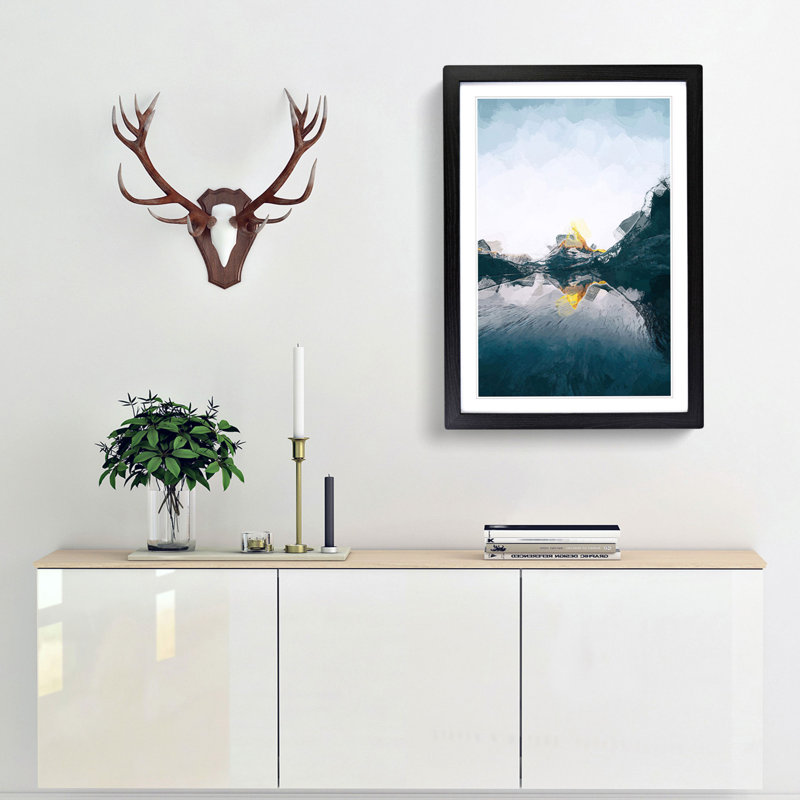 Matterhorn Mountain in Zermatt in Abstract - Picture Frame Graphic Art Print, 87cm H x 62cm W x 2cm D, Black Framed
