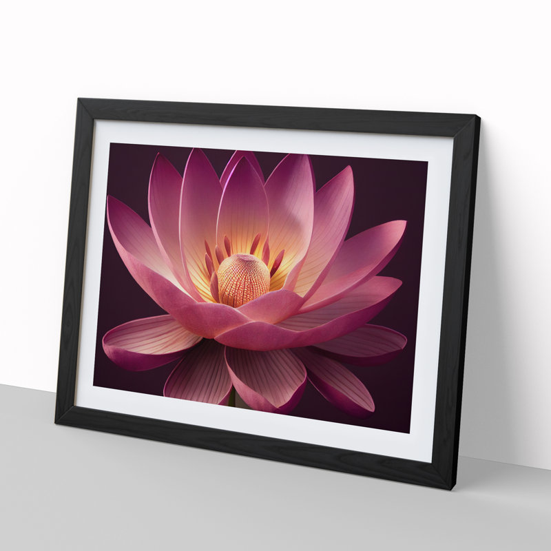Dashing Lotus Flower - Framed Print, Black, 46cm H x 64cm W x 2cm D