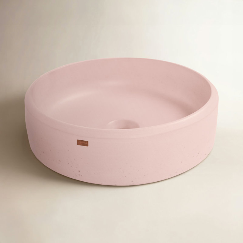 Ubud Round Concrete Vessel Sink, Coral Light Red