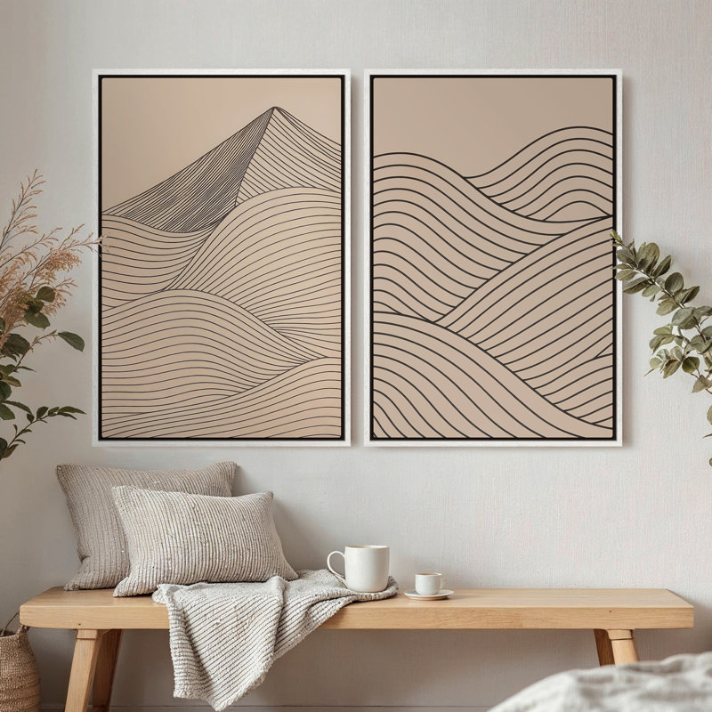 Art mural encadré sur toile, rétro muraux abstraits pour chambre à coucher, H 24 po x l 16 po, Blanc