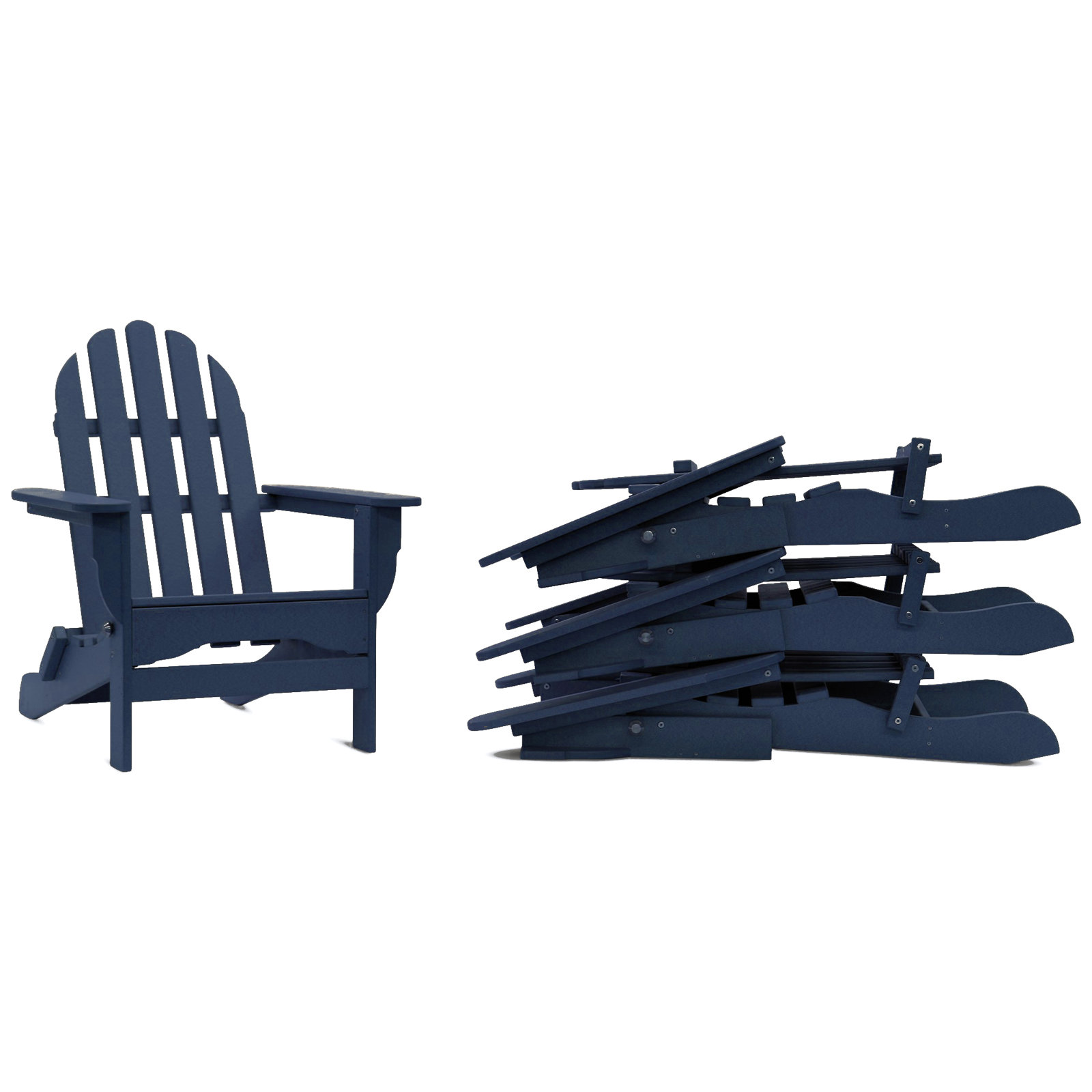 Leighton Foldable Outdoor Adirondack Set, Navy