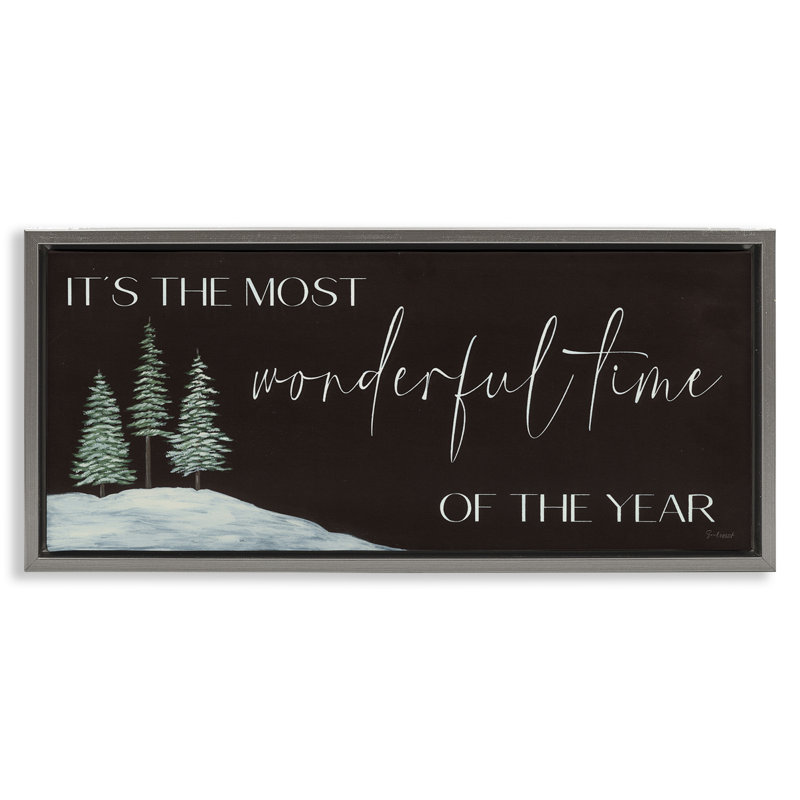 «Most Wonderful Time Holiday», Cadre flottant gris lustré, H 11 po x l 25 po
