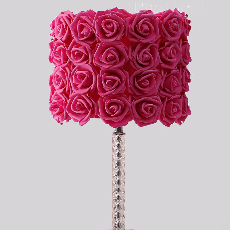18.25" Acrylic / Metal Table Lamp, Hot Pink, Silver