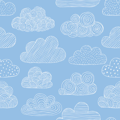Pattern Of Doodle Clouds - Wrapped Canvas Print