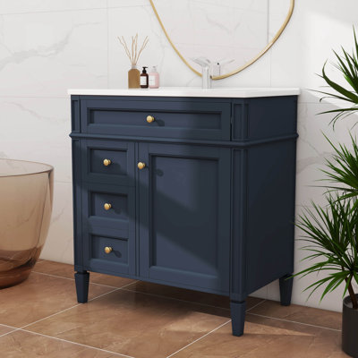 30'' Bathroom Vanity Without Top Sink, Modern Bathroom Storage Cabinet With 2 Drawers And A Tip-Out Drawer