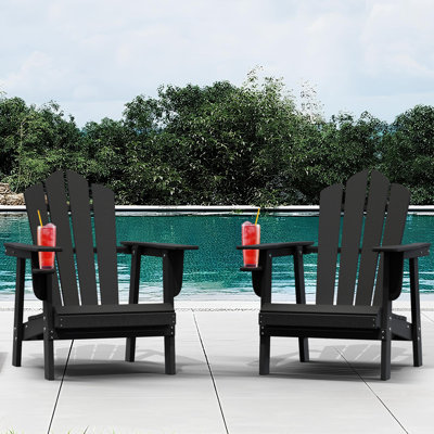 Devito All-Weather Resistant HDPE Plastic Oversize Adirondack Chairs(Set Of 2) by Rosecliff Heights