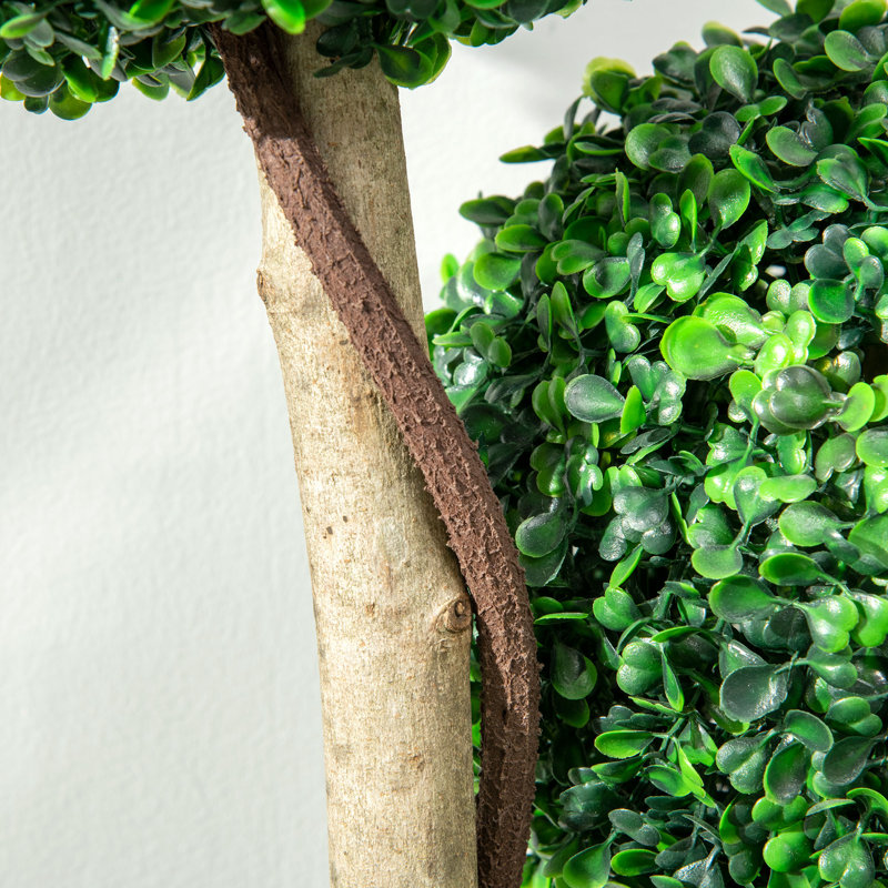 Topiaire de buis artificiel en pot, Vert foncé 2, H 35,5 po x l 10,75 po x P 10,75 po