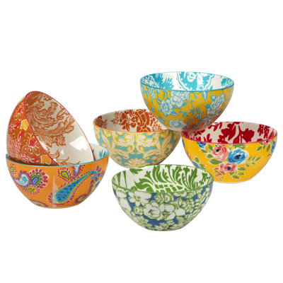 Certified International Damask Floral Set Of 6 All Purpose Bowl 4.75" 6 Asst