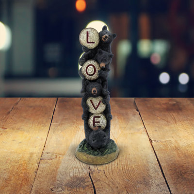 12.75"H Bear Stack with LOVE Sign Figurine