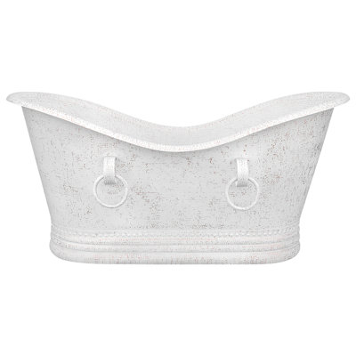67" Hammered Double Slipper Bathtub With Rings