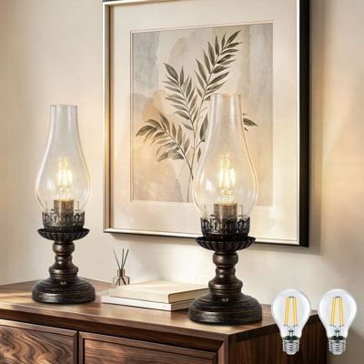 Lampe de table rétro sans fil rechargeable, ampoule incluse - 2 paquets