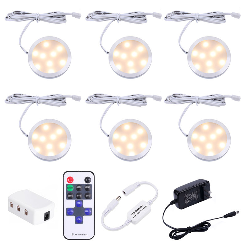 6 - Light LED Under Cabinet Puck Light