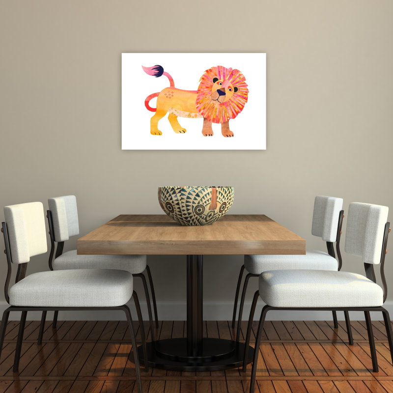 Joyeux lion, art mural contemporain, 24" H x 36" W