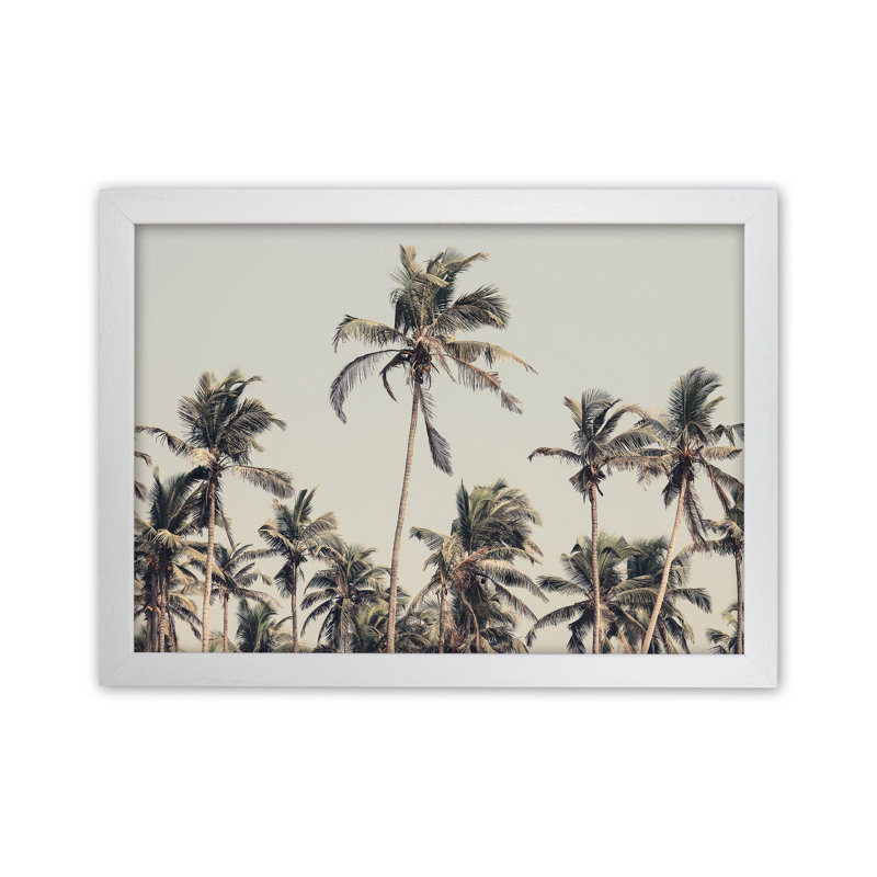 Palm Trees on the Beach 1 Piece Wall Art, 34cm H x 46cm W x 3cm D, White Framed