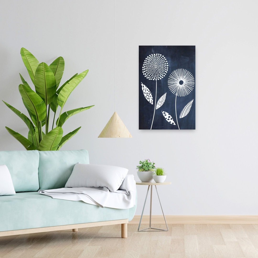 Blue And White Vase 3 Abstract Bold Contemporary Dandelion Flower Nature Wall Art Print