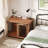 Anti-Bite Dog Crate Cage Furniture Sliding Barn Door, Dog Kennel End Table W/ Wheels & Flip-Top Plate Dog House Detachable Divider-305809331-305663979