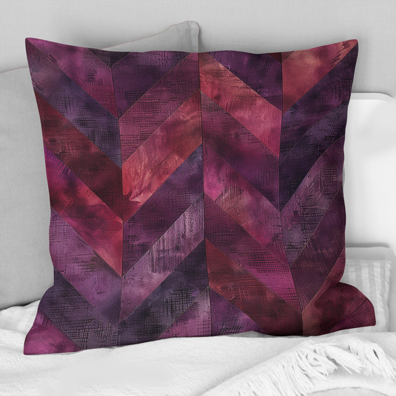 Chevron Enchantment - Coussin Glam, Mauve / Rose, H 16 po x l 16 po