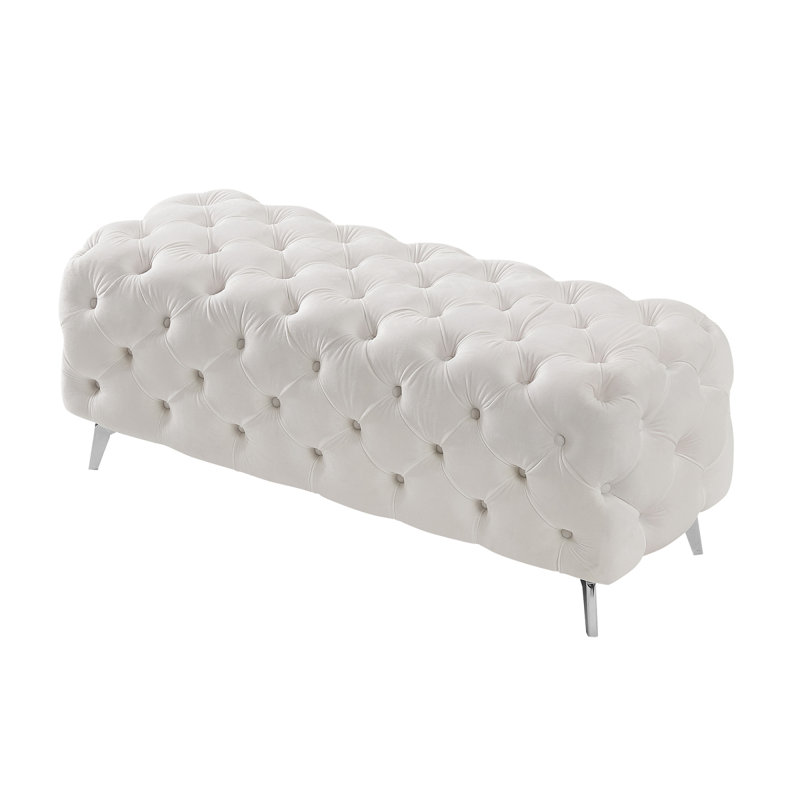 Banc moderne avec repose-pieds capitonné et repose-pieds en velours pour le vestibule