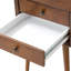 Table de chevet avec 2 tiroirs, petite table d'appoint en noyer - Design moderne, façade en angle, quincaillerie dorée rétro, rangement facile à glisser, se fond dans n'importe quelle pièce